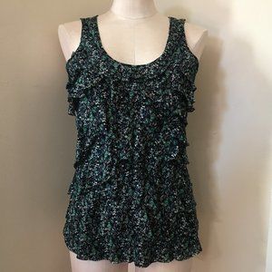 [Ricki's] Blue/Green Ruffle Tank | L | Good